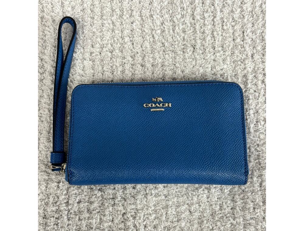 Coach Blue 3/4 Zip Wristlet Wallet F59724 #76942